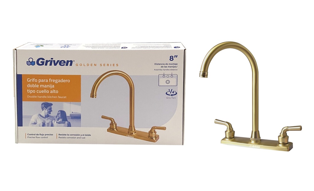 LLAVE FREGADERO DOBLE 8" GRIVEN GOLD 6-244
