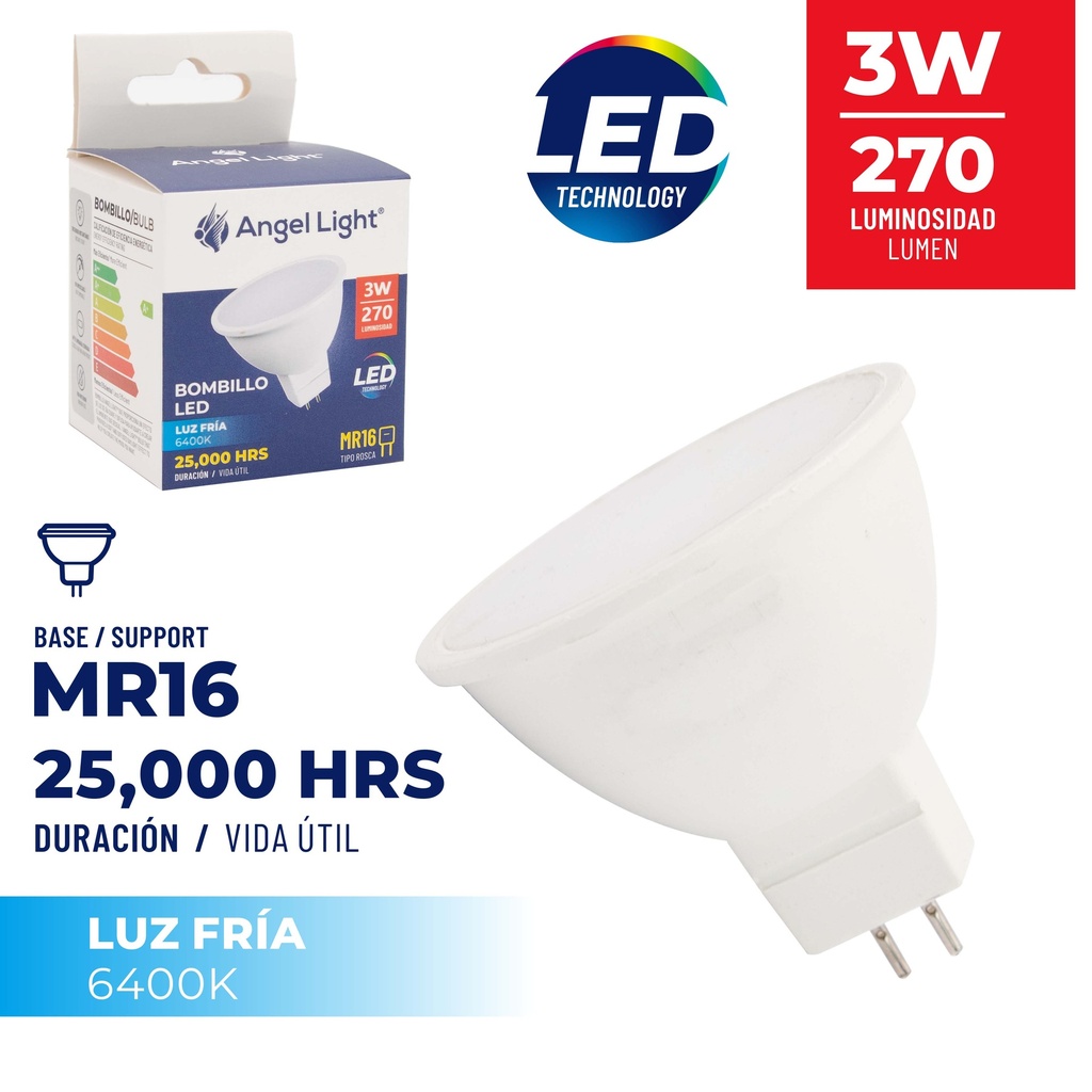 BOMBILLO DICROICO LED 3W MR16 ANGEL LIGTH 6-248