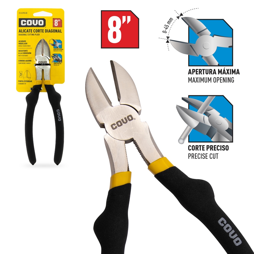 ALICATE CORTE DIAGONAL 8" COVO 6-250