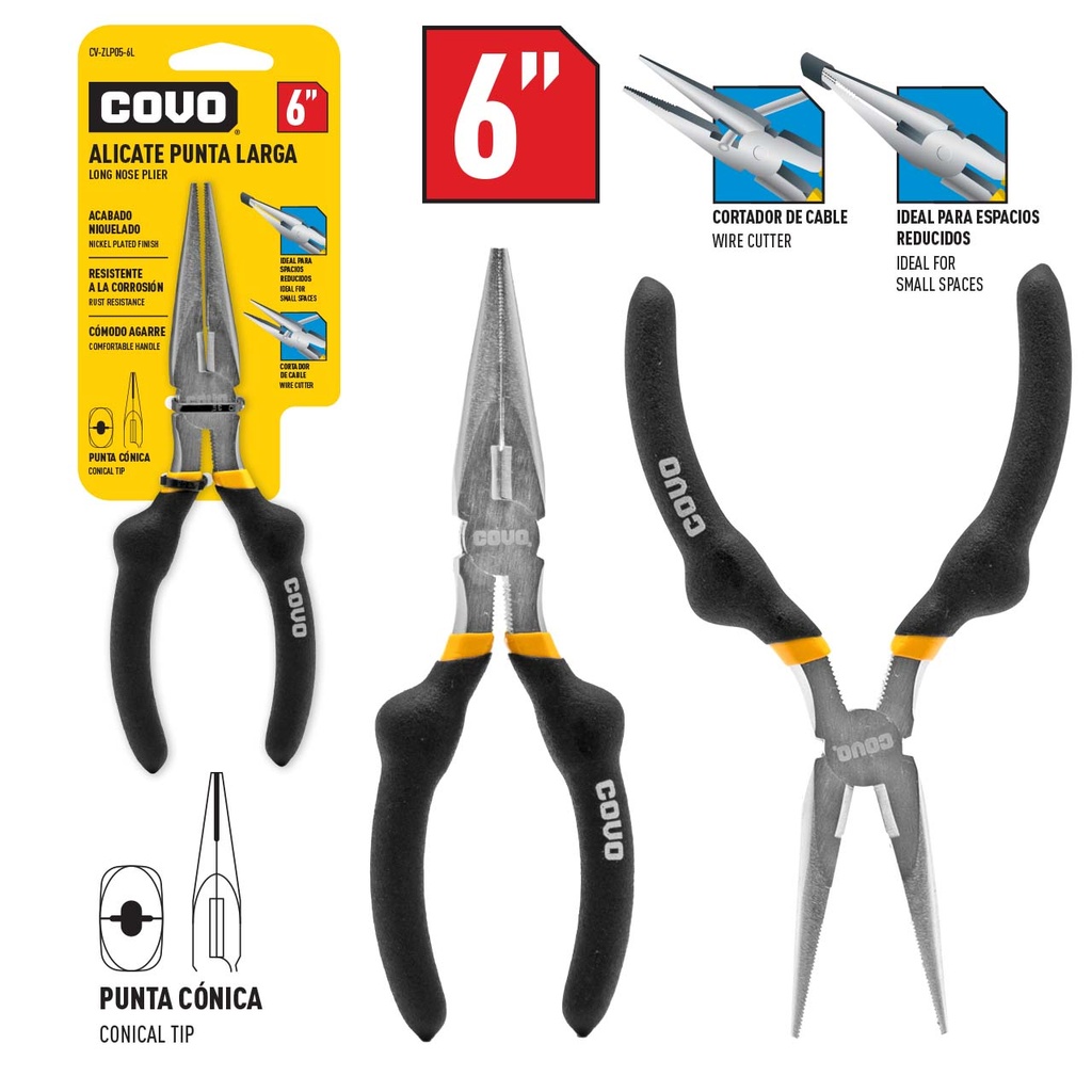 ALICATE PUNTA LARGA 6" COVO 6-254