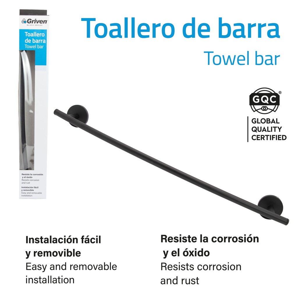 TOALLERO DE BARRA GRIVEN BLACK 6-259