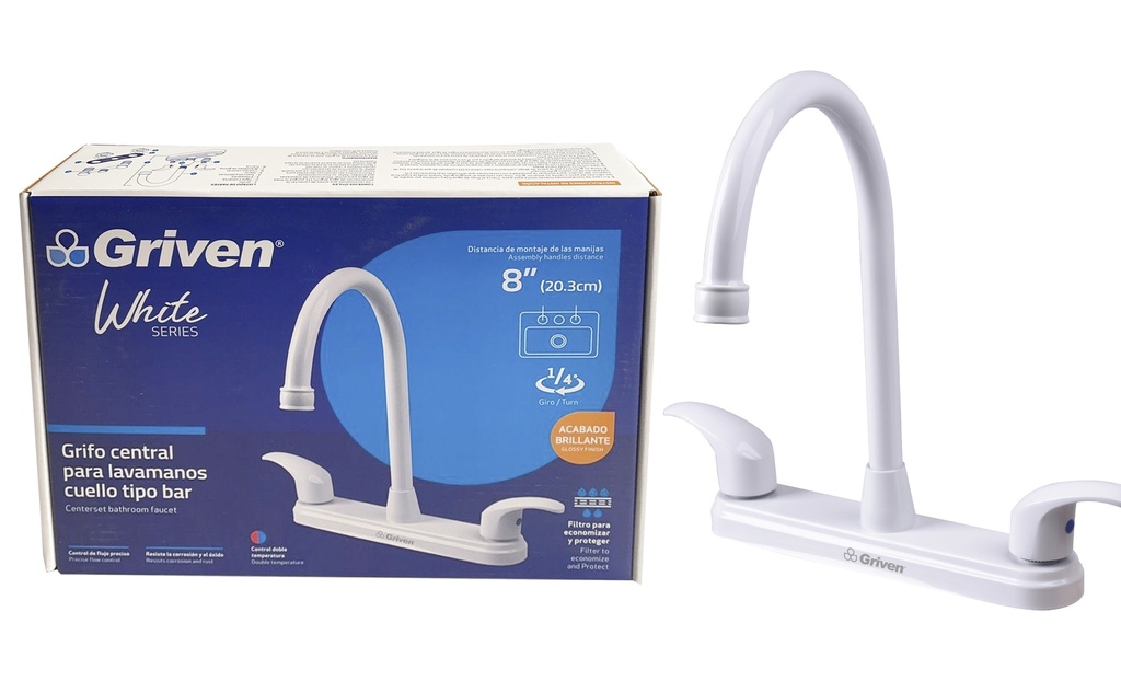 LLAVE FREGADERO DOBLE 8" GRIVEN WHITE 6-277