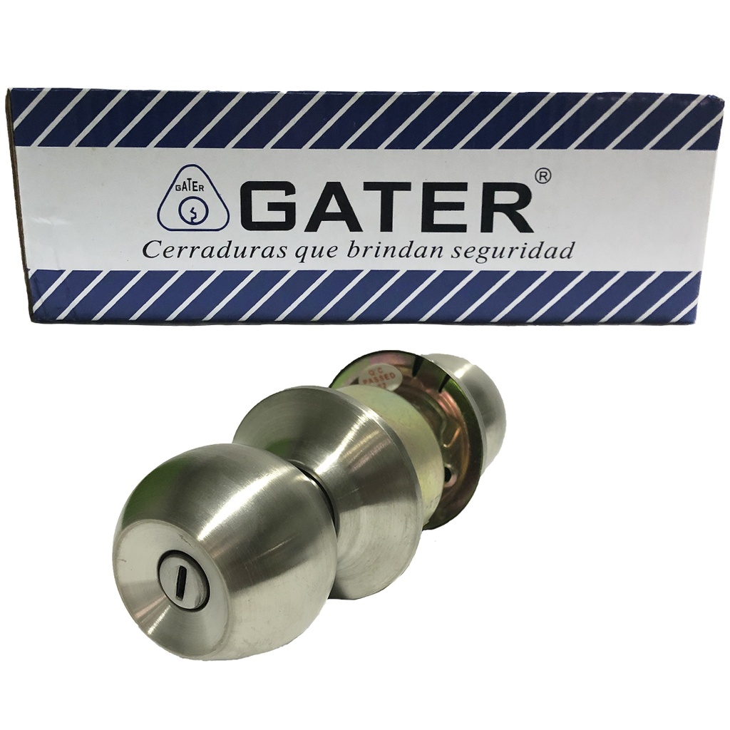 CERRADURA DE BAÑO POMO BOTON PLATA MATE GATER 6-307