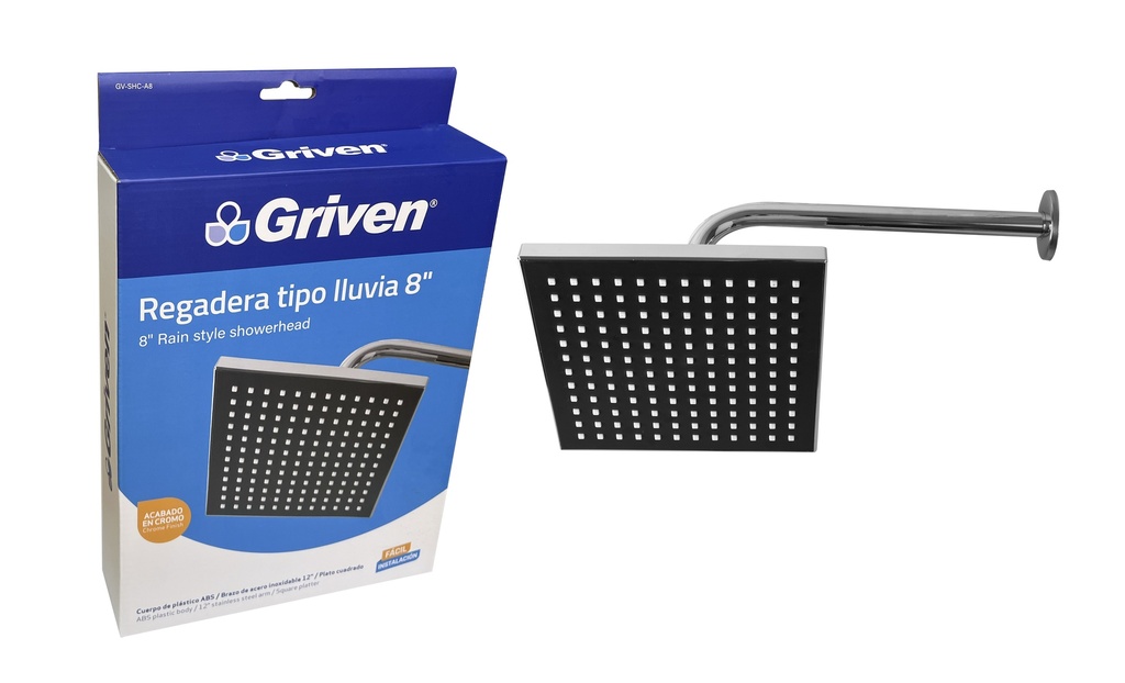 REGADERA CUADRADA 8" GRIVEN 6-356