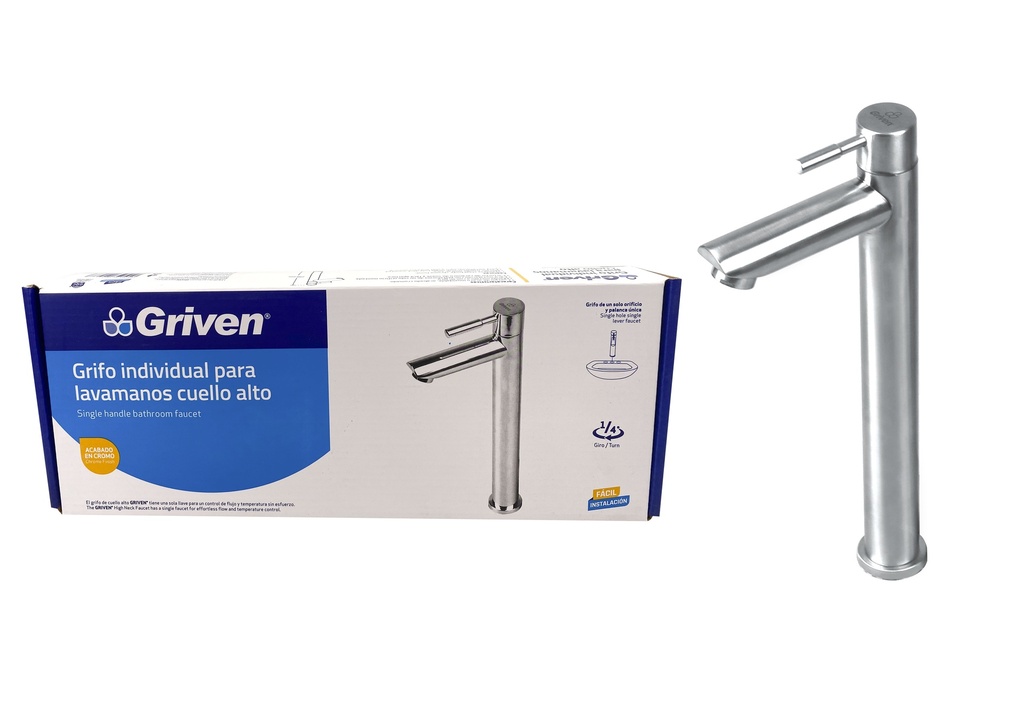 LLAVE LAVAMANO ALTA INDIVIDUAL SATIN x 30 CM GRIVEN 6-373