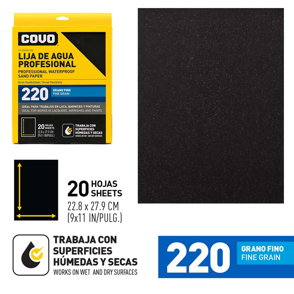 LIJA GRANO 220 x UNID COVO 6-388