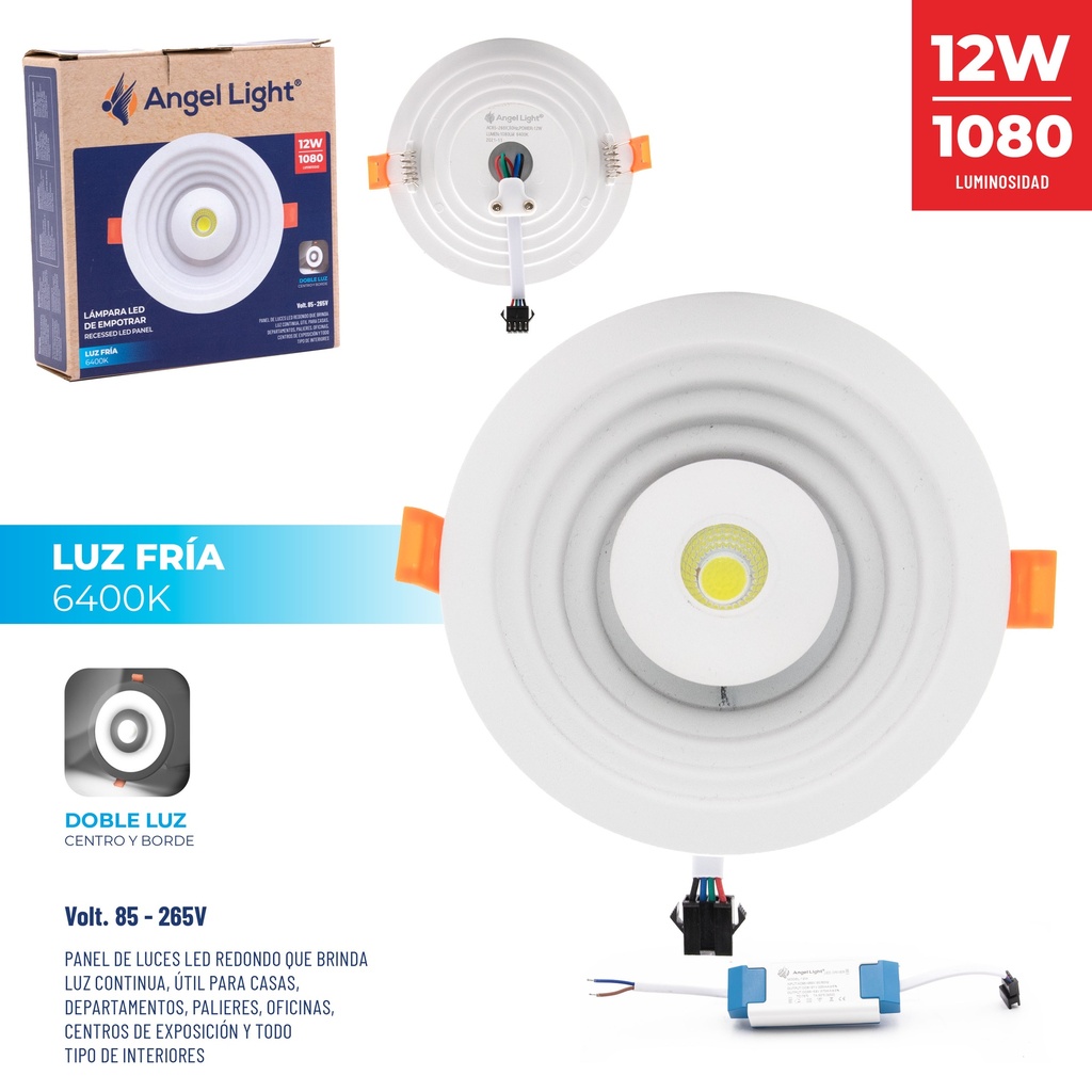 PANEL LED EMPOTRAR REDONDO 12W ANGEL LIGHT 6-420