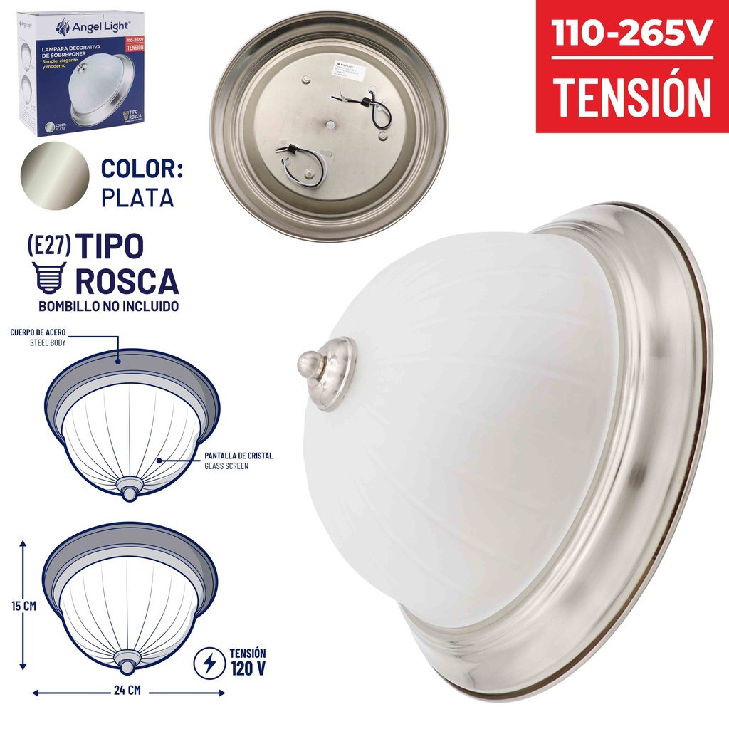 LAMPARA DECORATIVA PLATA (SIN BOMBILLO) ANGEL LIGHT 6-435