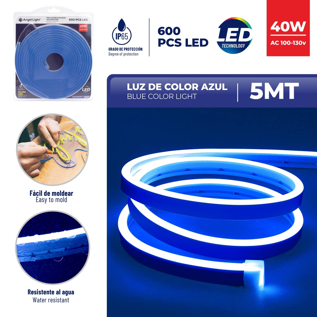 CINTA LED NEON AZUL 5 MTS x 40W C/TRANSF ANGEL L 6-449