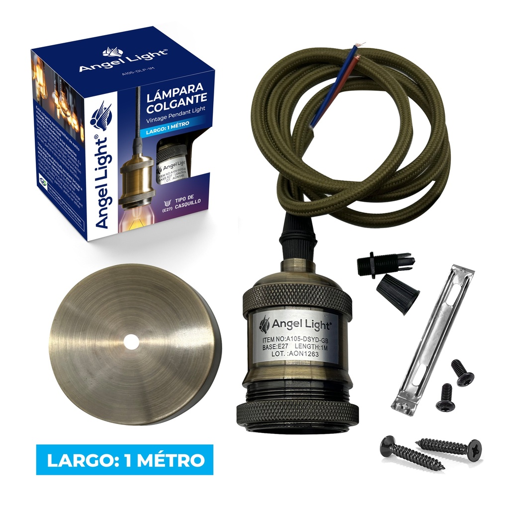 LAMPARA COLGANTE 1MT BRONCE ANGEL LIGHT 6-474