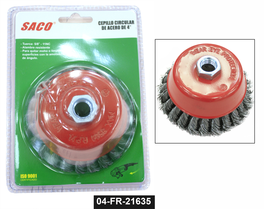 CEPILLO CIRC ALAMBRE TRENZADO 4" x 5/8 SACO 6-489