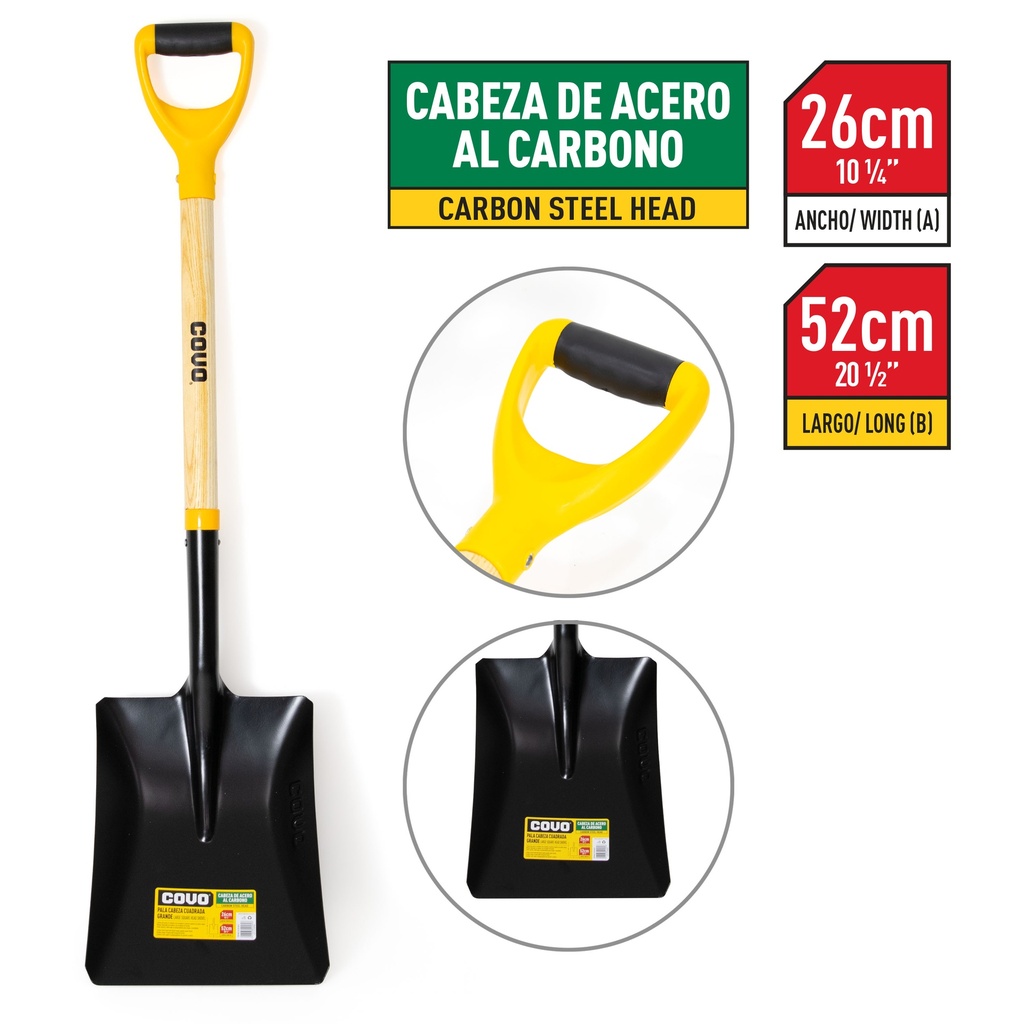 PALA CUADRADA GDE MANGO MADERA COVO 6-496