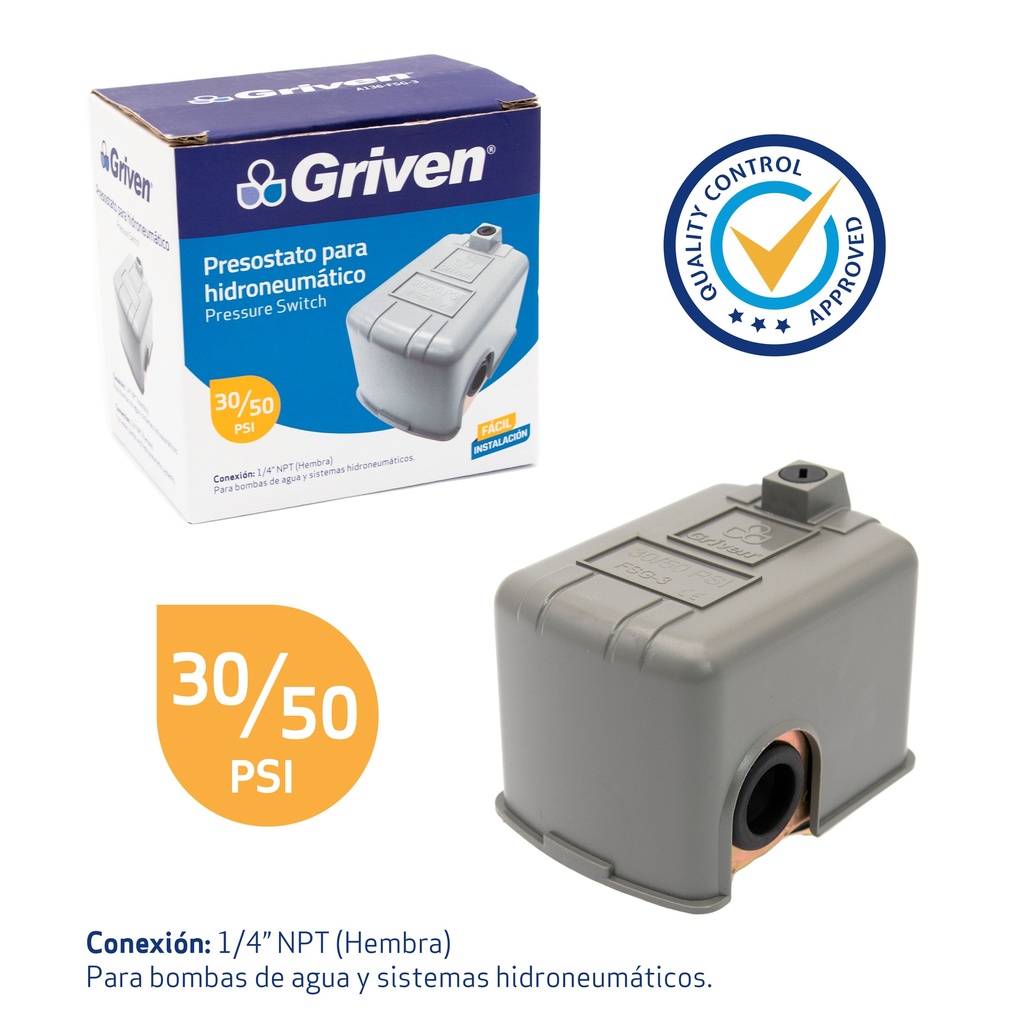 PRESOSTATO HIDRONEUMATICO 30-50 PSI GRIVEN 6-513