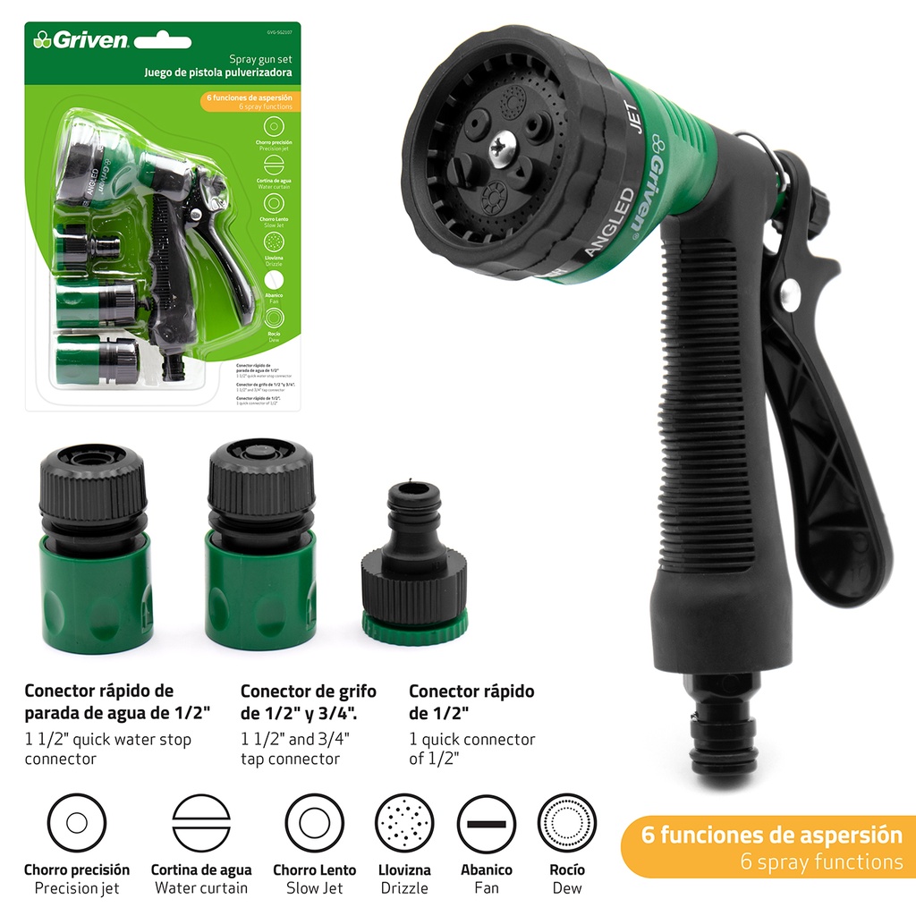 PISTOLA P/MANGUERA 6 FUNCIONES GRIVEN 6-538