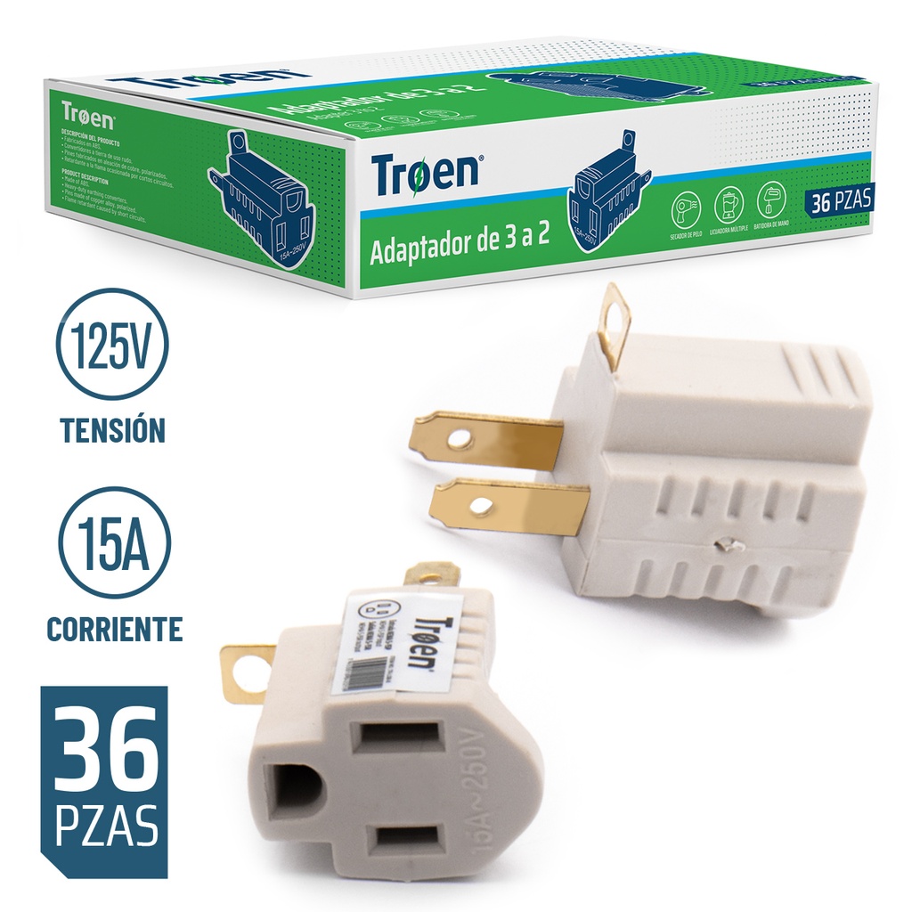 ADAPTADOR 3 A 2 BEIGE TROEN 6-566