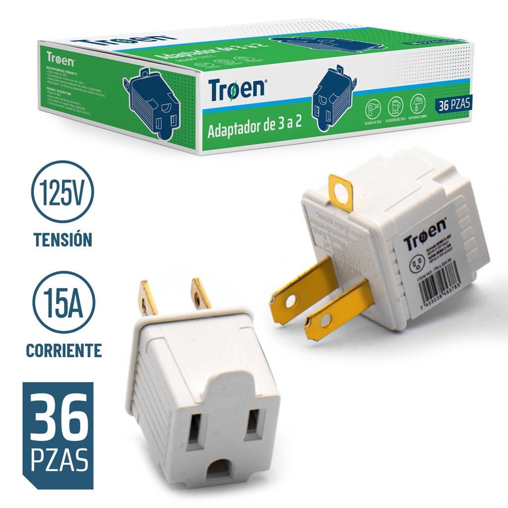 ADAPTADOR 3 A 2 BLANCA TROEN 6-567