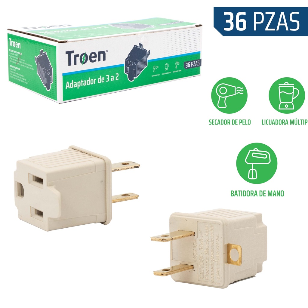 ADAPTADOR 3 A 2 BEIGE TROEN 6-569