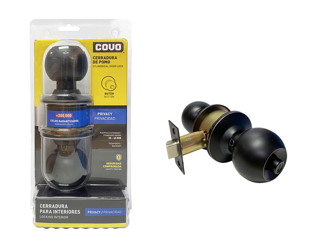 CERRADURA DE BAÑO POMO BOTON BLACK COVO 6-584