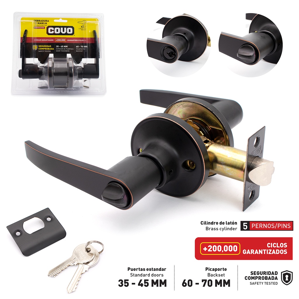 CERRADURA CON MANILLA RECTA BLACK COVO 6-585
