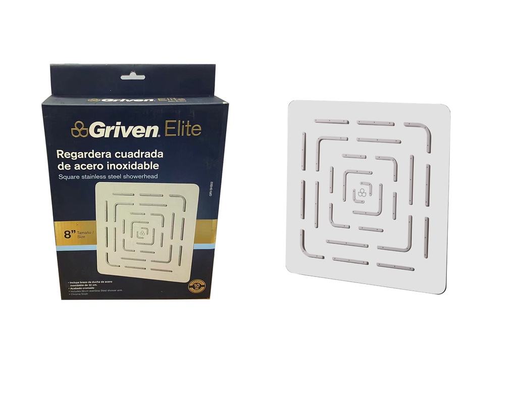 REGADERA CUADRADA 8" GRIVEN ELITE 6-593 (DESC)
