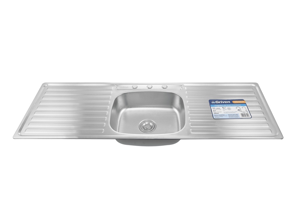 FREGADERO ACERO INOX SENC C/ DOBLE ESC 150X50CM GRIVEN 6-625