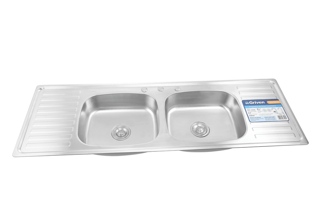 FREGADERO ACERO INOX DOBLE C/ DOBLE ESC 150X50CM GRIVEN 6-626