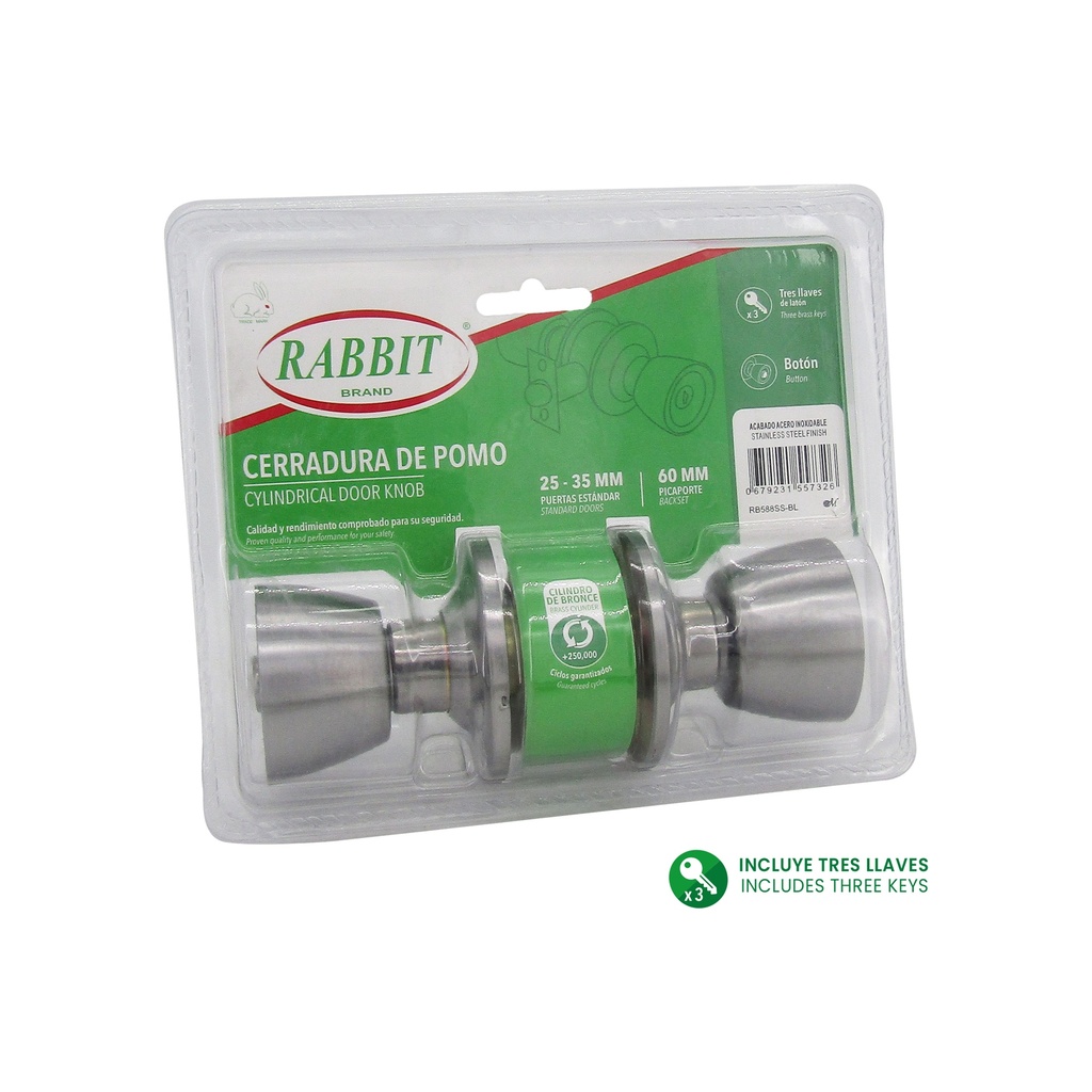 CERRADURA DE POMO ACERO INOX RABBIT 6-640