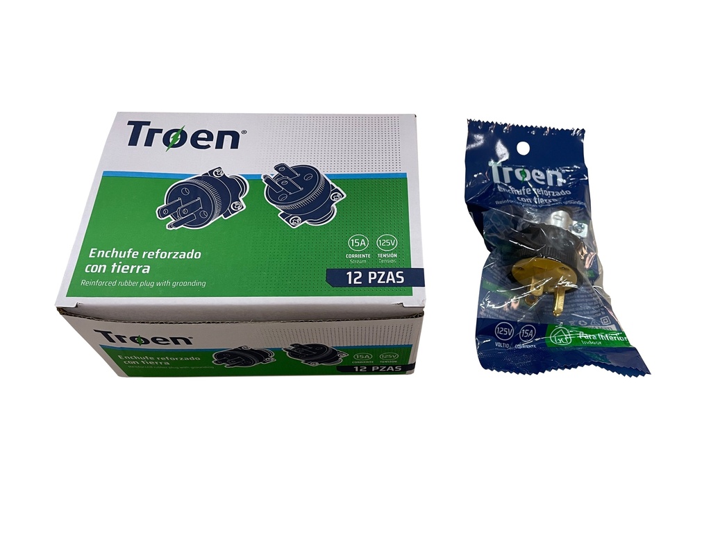 ENCHUFE PLASTICO 2P+T NEGRO TROEN 6-698