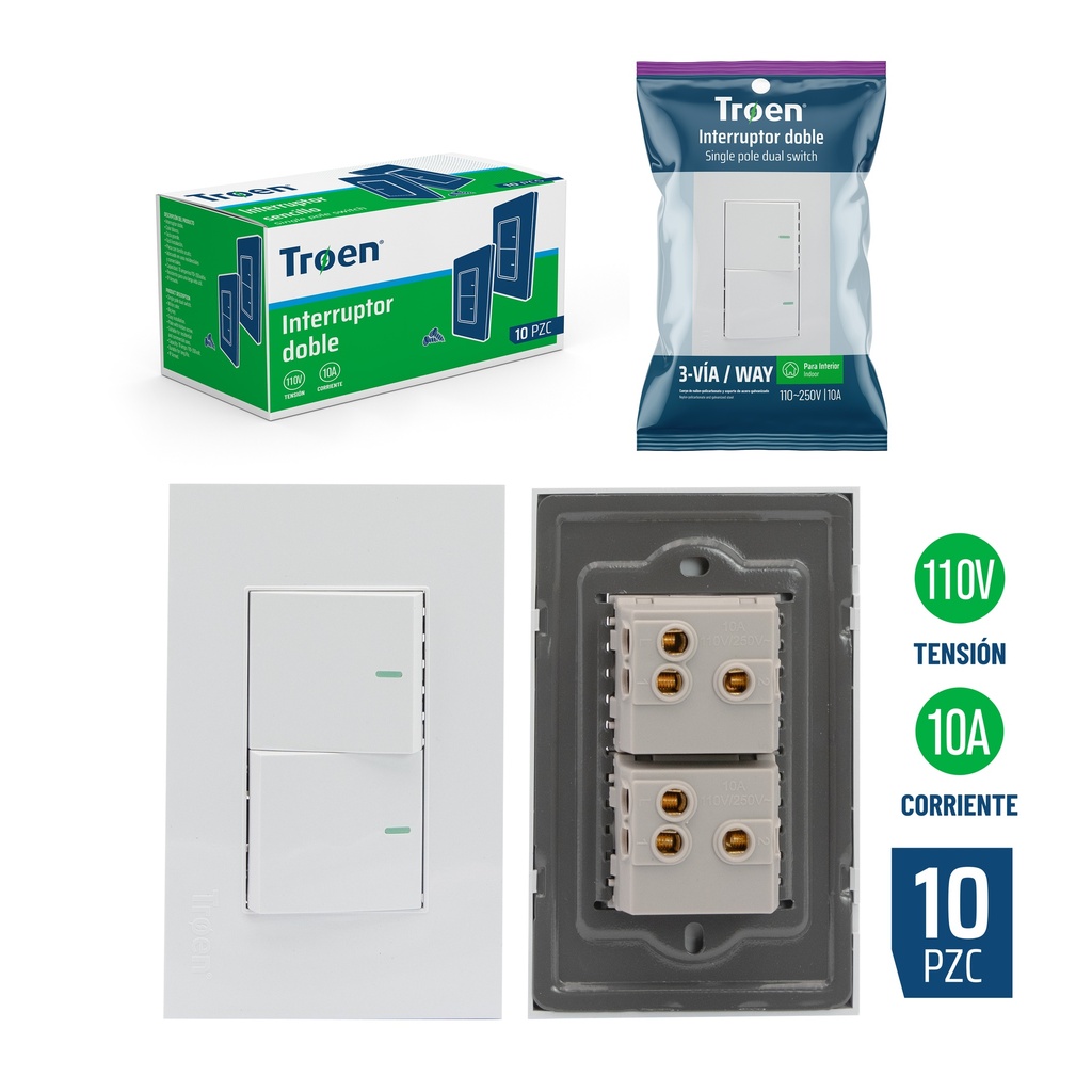 INTERRUPTOR DOBLE BLANCO 3 WAY TROEN 6-711