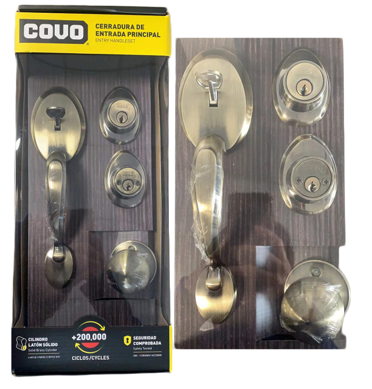 CERRADURA PUERTA PRINCIPAL BRONCE COVO 6-727