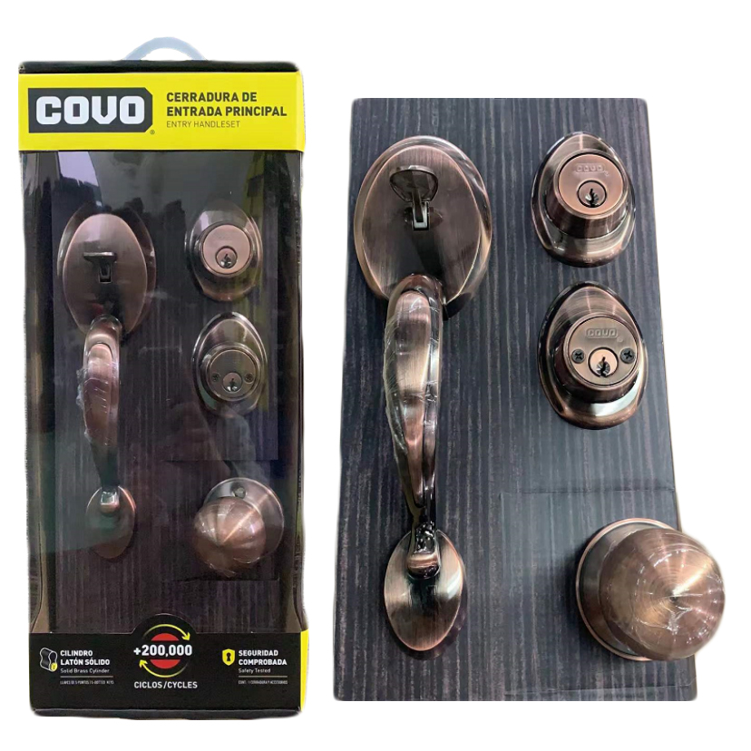 CERRADURA PUERTA PRINCIPAL COBRE COVO 6-729