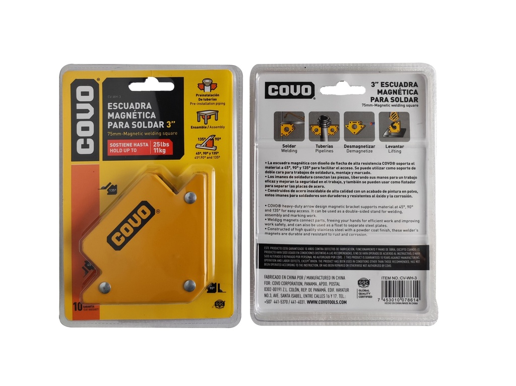 ESCUADRA MAGNETICA 3 PULG COVO 6-736