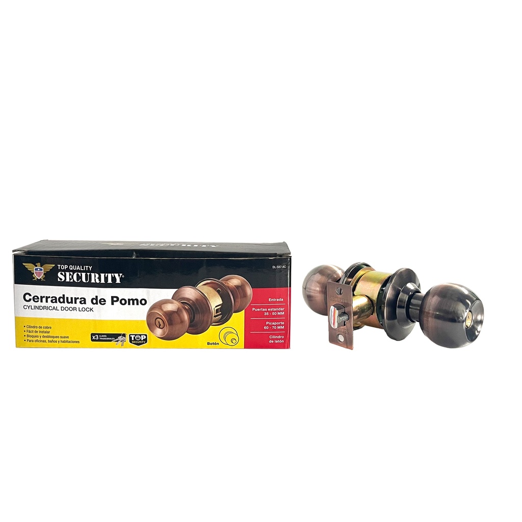 CERRADURA DE POMO BOTON COBRE SECURITY 6-741