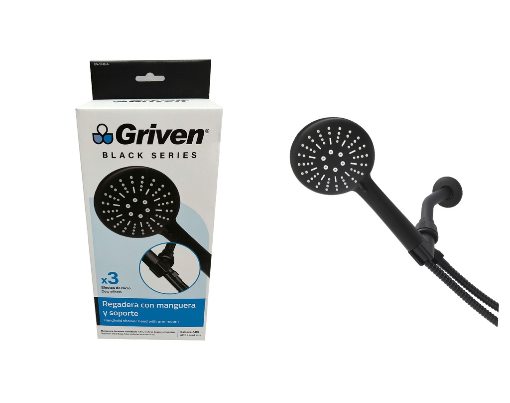 REGADERA D/BAÑO C/MANGUERA GRIVEN BLACK 6-753