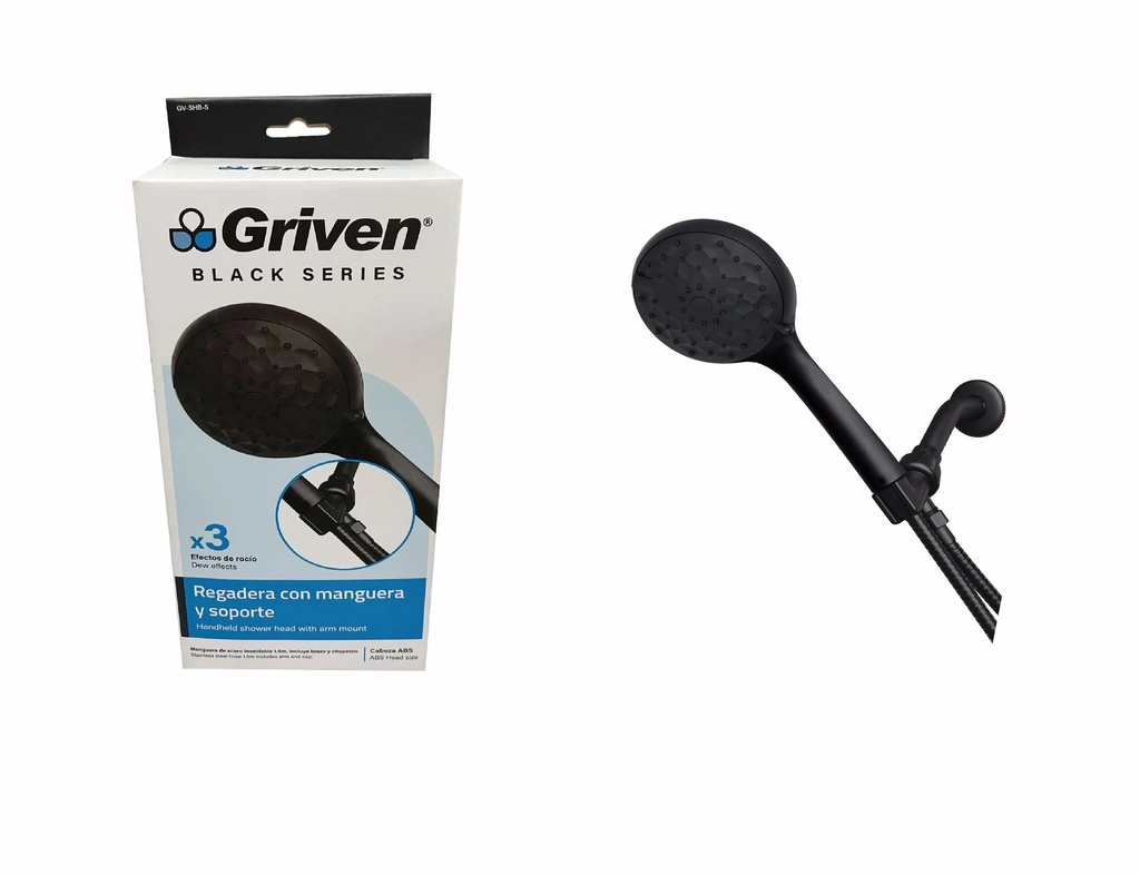 REGADERA D/BAÑO C/MANGUERA GRIVEN BLACK 6-754