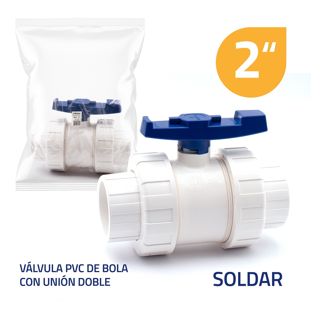 LLAVE DE BOLA C/UNION DOBLE 2" SOLDAR GRIVEN 6-758