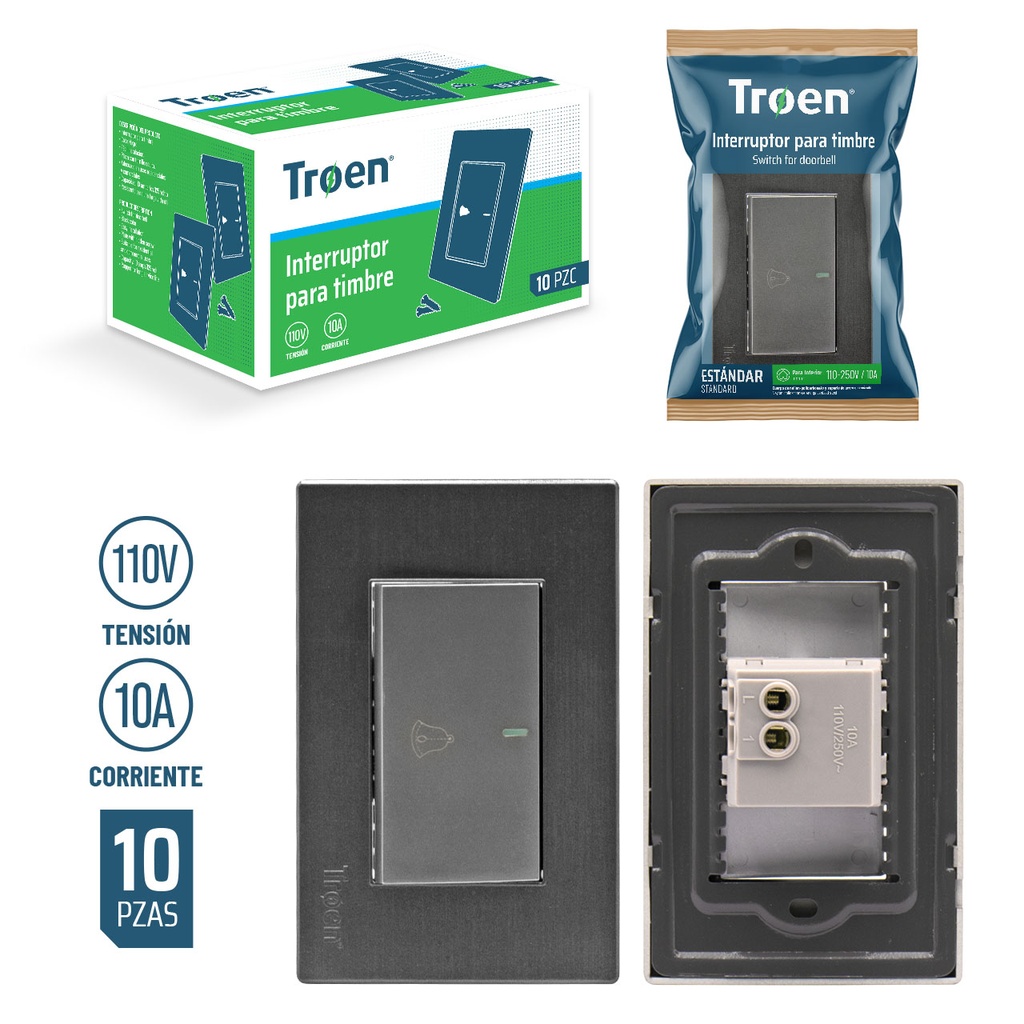 INTERRUPTOR P/TIMBRE GRIS TROEN 6-760