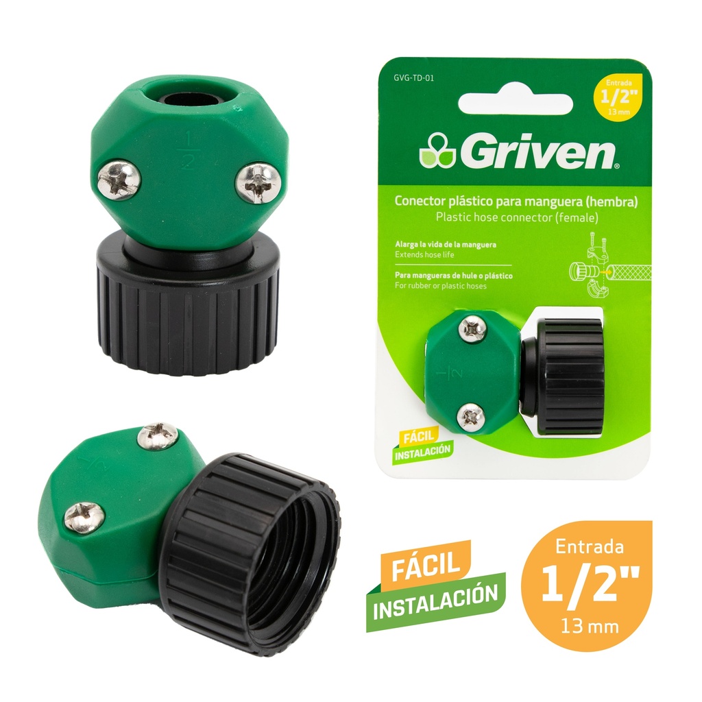CONECTOR P/MANGUERA HEMBRA 1/2" GRIVEN 6-800