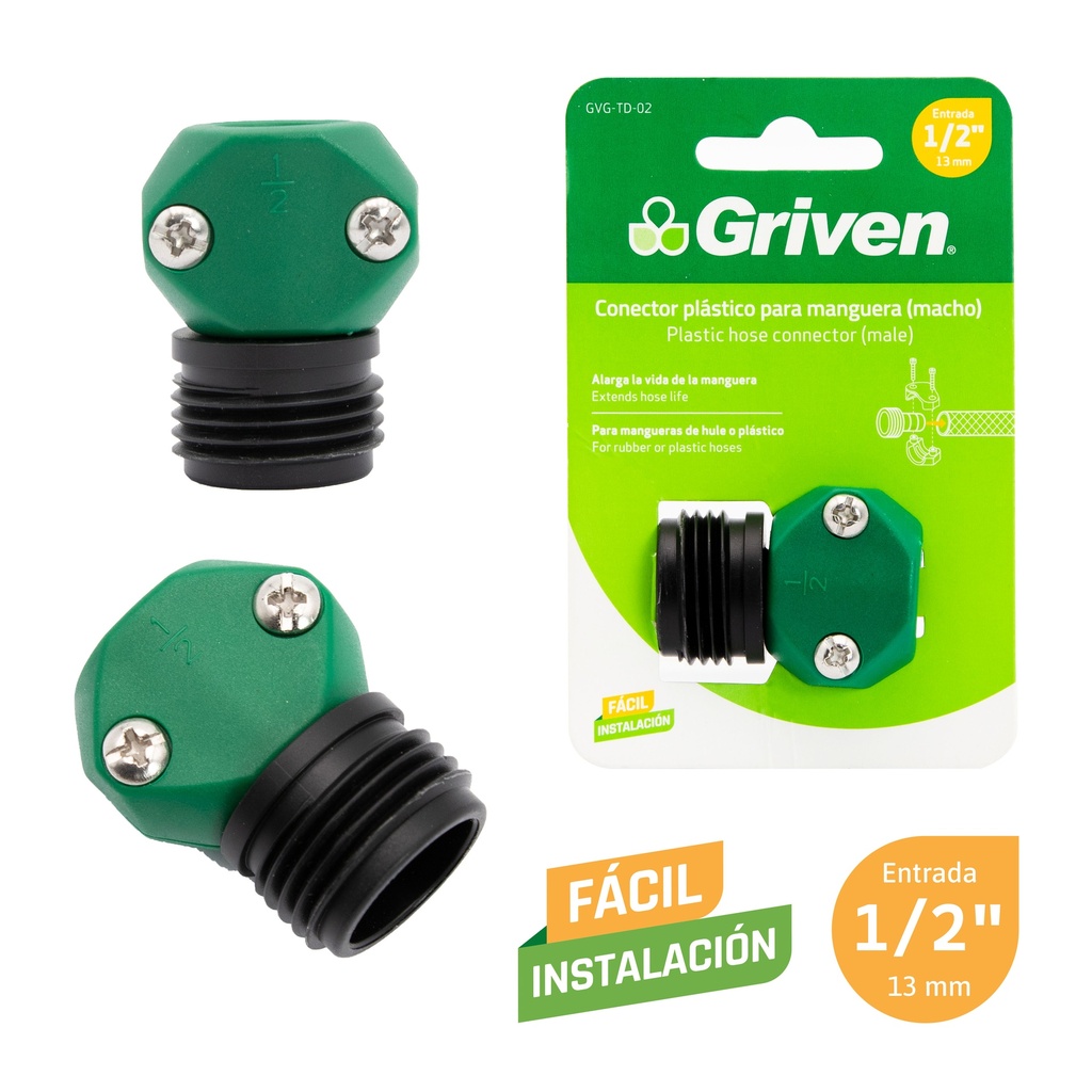 CONECTOR P/MANGUERA MACHO 1/2" GRIVEN 6-801