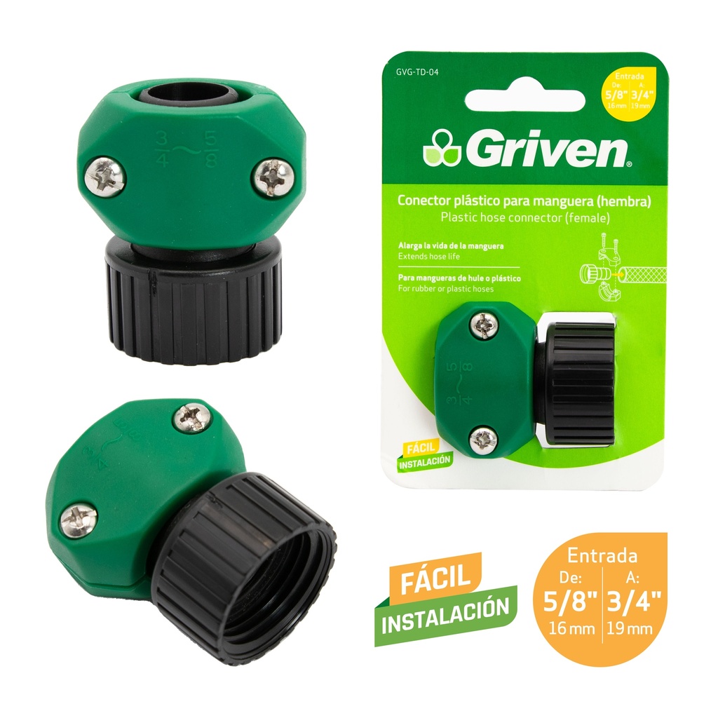 CONECTOR P/MANGUERA HEMBRA 3/4" GRIVEN 6-802
