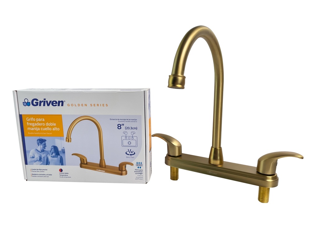 LLAVE FREGADERO DOBLE 8" GRIVEN GOLD 6-807
