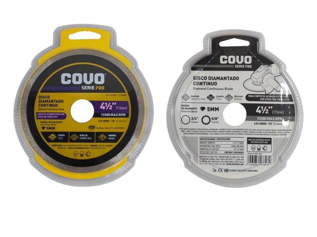 DISCO C/CONCRETO CONTINUO x 4 1/2" COVO PRO 6-811