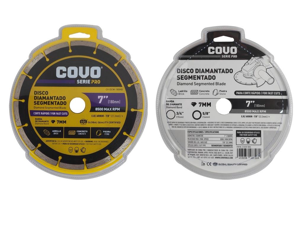 DISCO C/CONCRETO SEGMENT x 7" COVO PRO 6-812