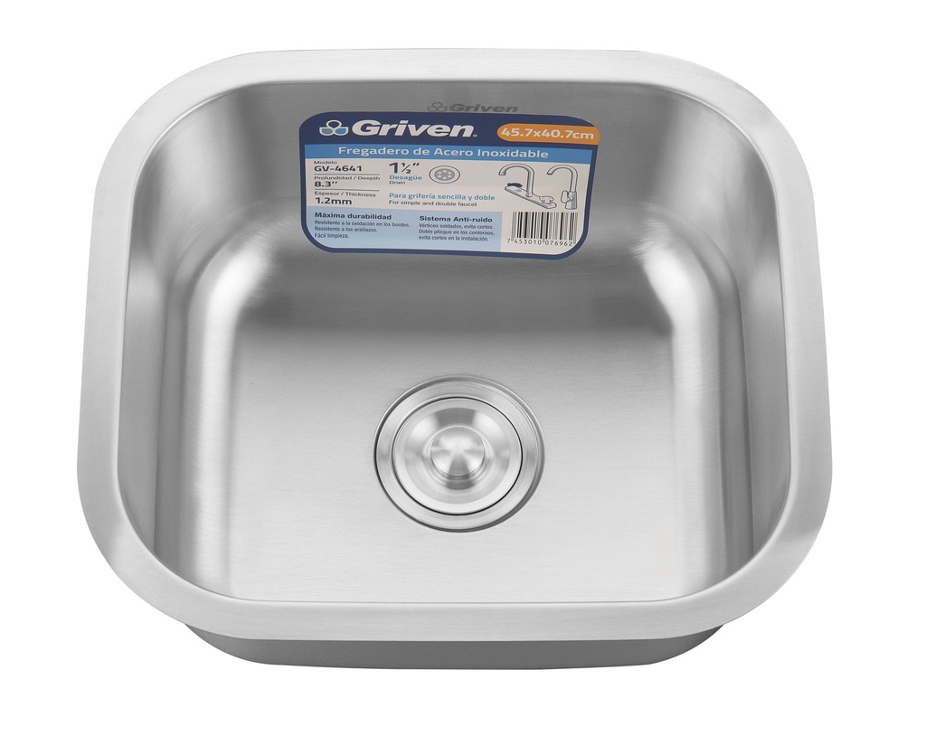 FREGADERO ACERO INOX BAJO TOPE 45,7X40,7CM GRIVEN 6-817