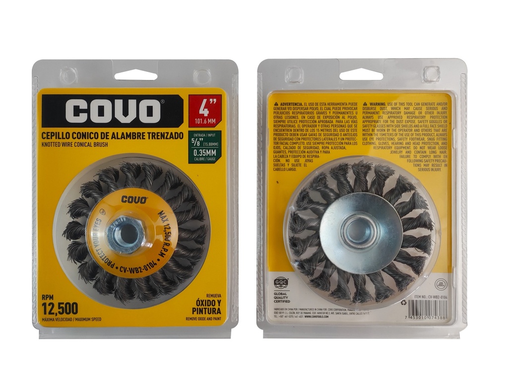 CEPILLO CONICO ALAMBRE TRENZADO 4" x 5/8 COVO 6-852