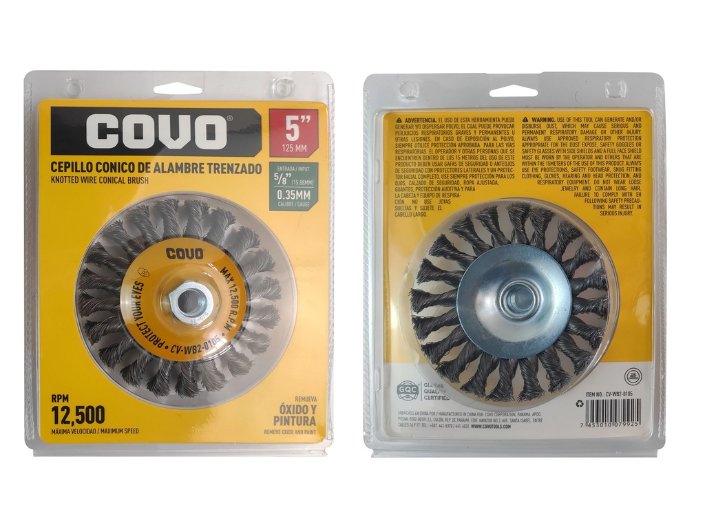 CEPILLO CONICO ALAMBRE TRENZADO 5" x 5/8 COVO 6-853