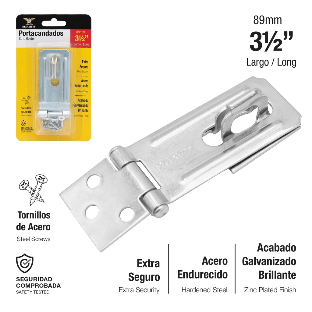 PORTACANDADO PLATA 3 1/2" 89mm SECURITY 6-871