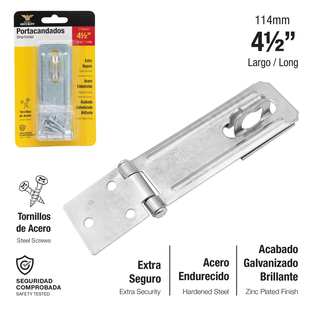 PORTACANDADO PLATA 4 1/2" 114mm SECURITY 6-872
