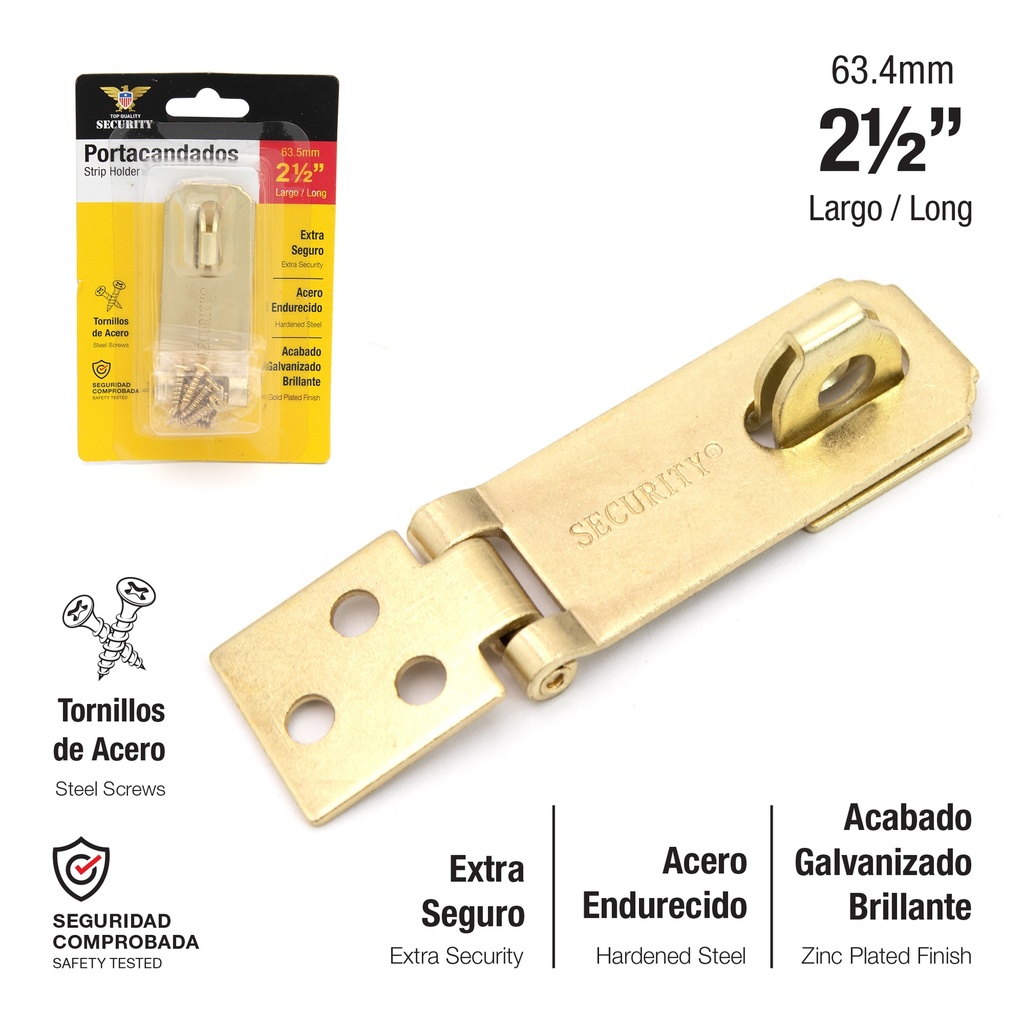 PORTACANDADO DORADO 2 1/2" 63mm SECURITY 6-874