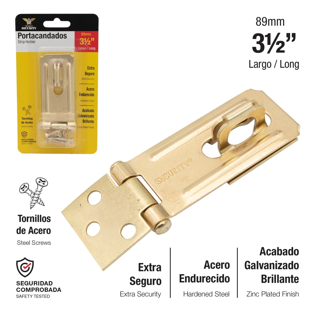PORTACANDADO DORADO 3 1/2" 89mm SECURITY 6-875